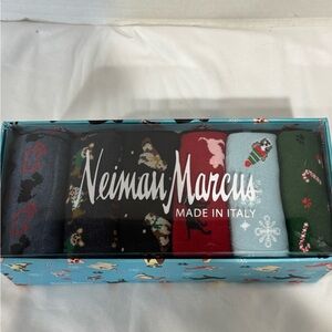 Neiman Marcus Holiday Crew Sock Gift Set — Red, Light Blue, Green, Black, Gray